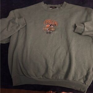 Forever 21 Green Oregon Graphic Crewneck Sweater